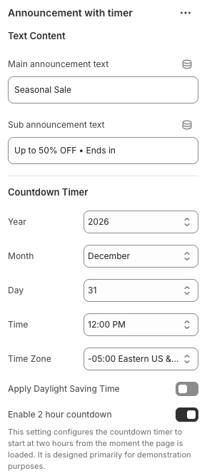 announcement with timer block