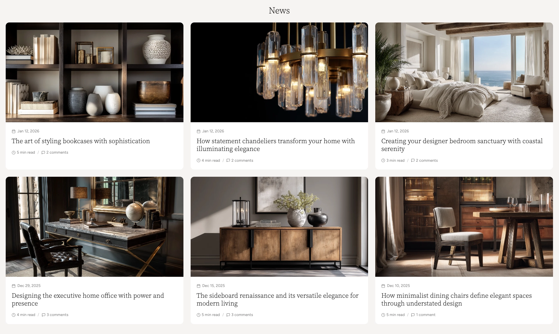 Blog Posts section showing article grid