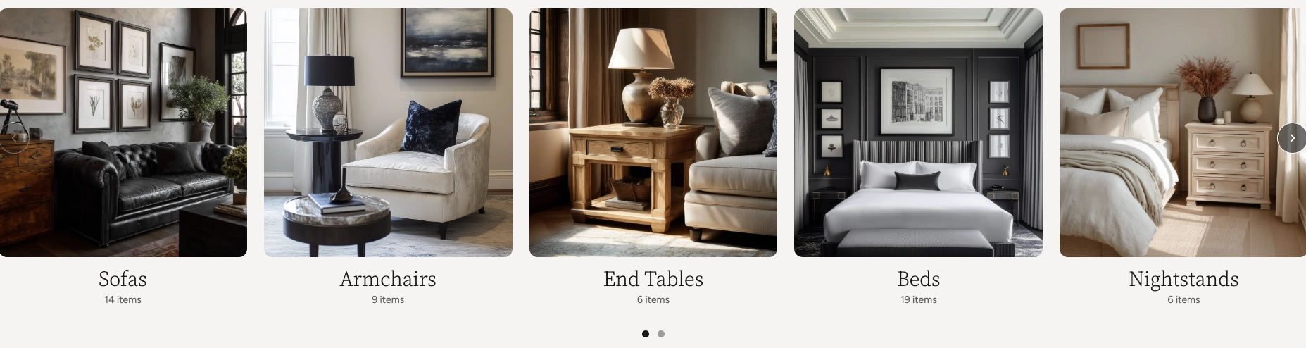 Minimal card type showing collections with titles positioned below images