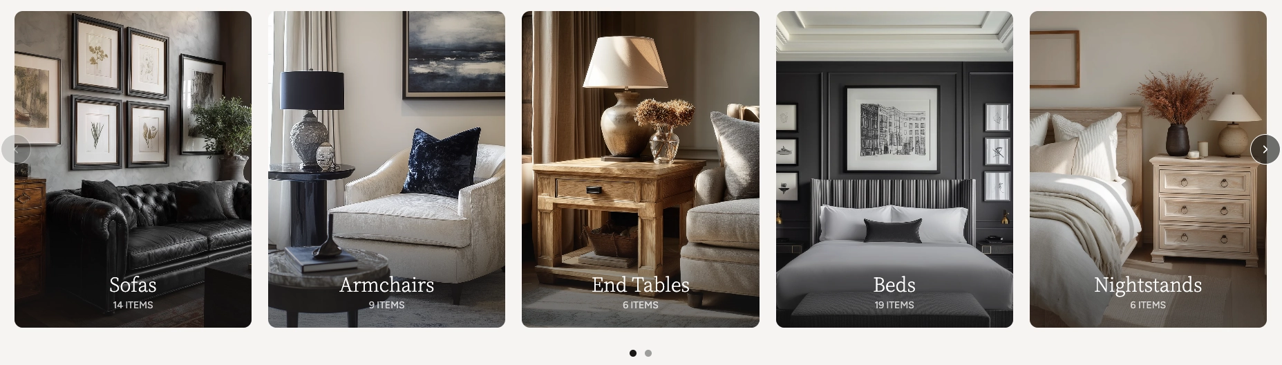 Collection List section displaying collection cards in a carousel with Standard card type