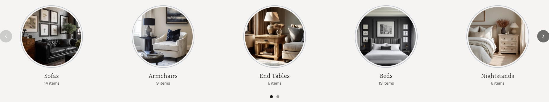 Circular card type showing round collection images with ring borders