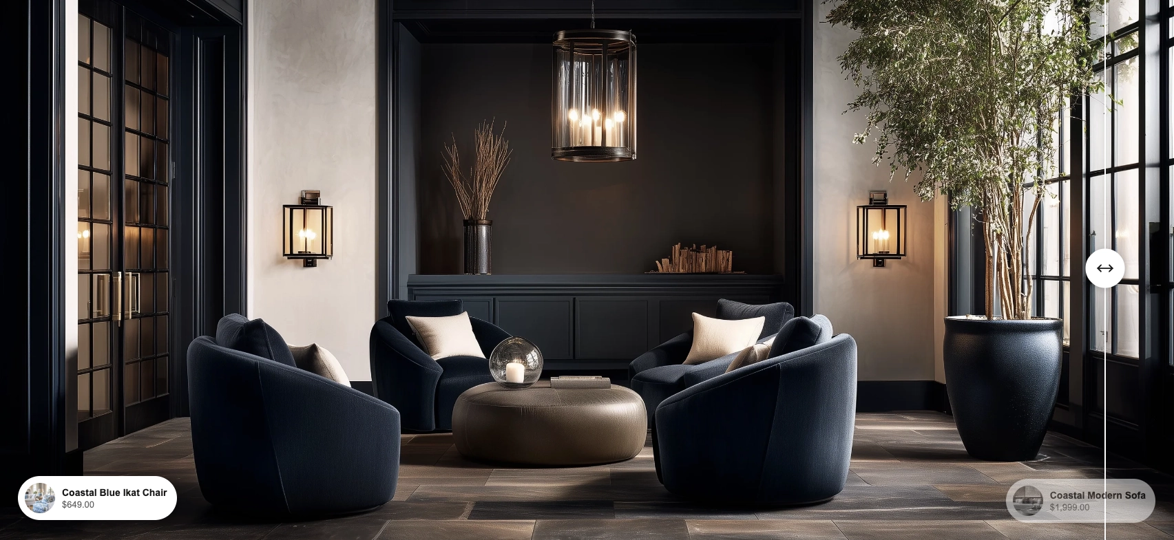 Comparison Slider section showing before and after images with product cards