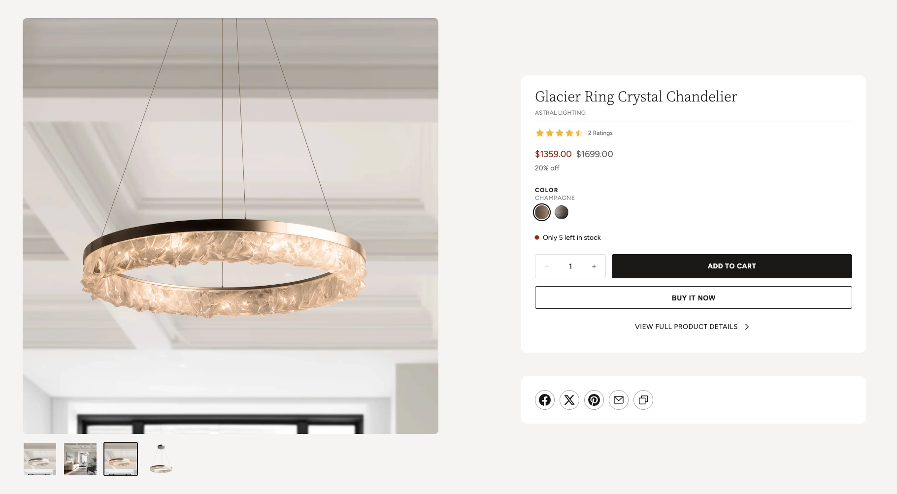Featured Product section with product group card showing title, vendor, rating, price, variants, inventory, and buy buttons