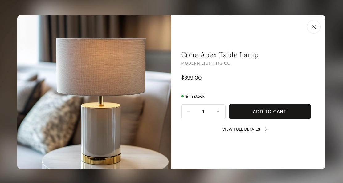 Product quick view modal