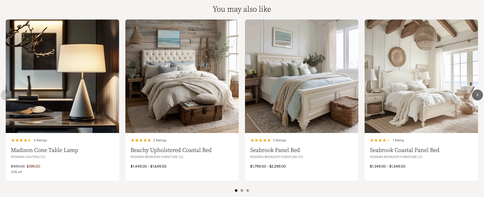 Recommended Products section displaying a grid of related product cards