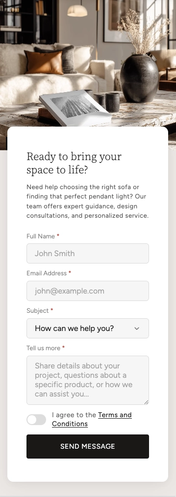 Split Card Overlay mobile view