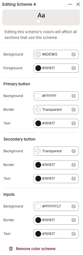 color scheme settings