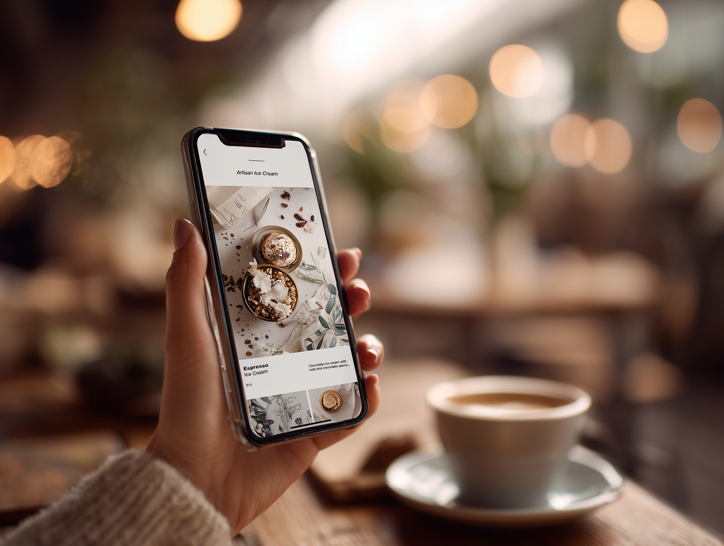 A customer browsing a beautifully designed Shopify store on a smartphone, illustrating the importance of mobile-first e-commerce design